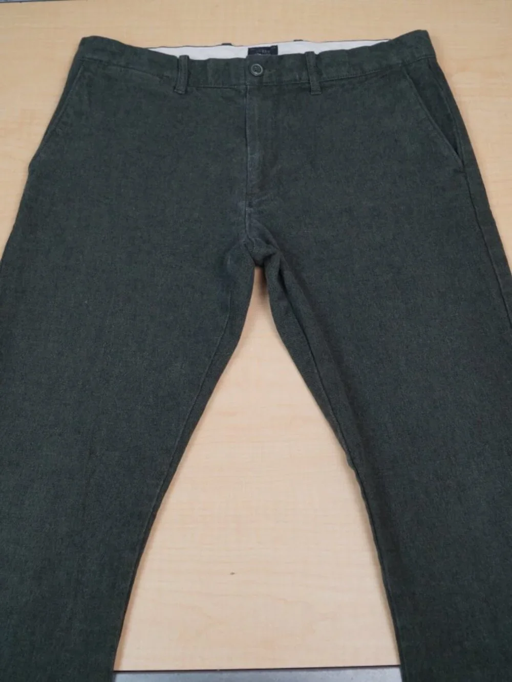 J Crew Stretch 484 Slim Stretch Chino Pants Green Chambray Straight Mens 32 x 32